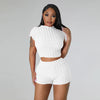 Cropped Shorts Popcorn Bubble Two-Piece Set