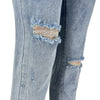Ripped Diagonal Buckle Stretch Jeans
