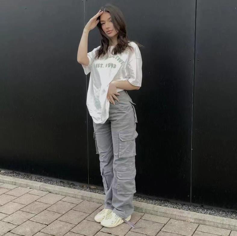 Hip Hop Style Low Waist Multi-Pocket Casual Pants