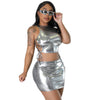 Lace-up Midriff Outfit Top Hip Skirt Two-Piece Set
