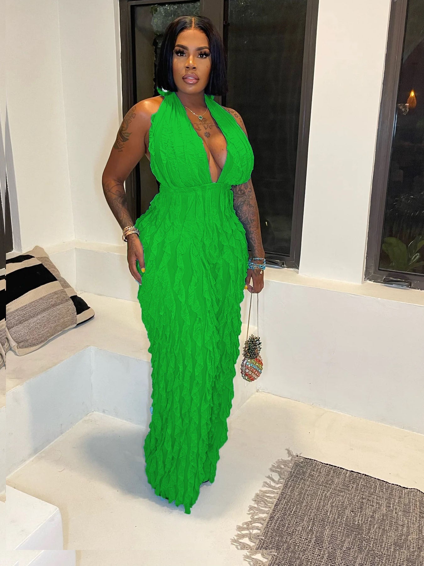 Halter Wave Pattern Sexy Bandeau High Waist Jumpsuit