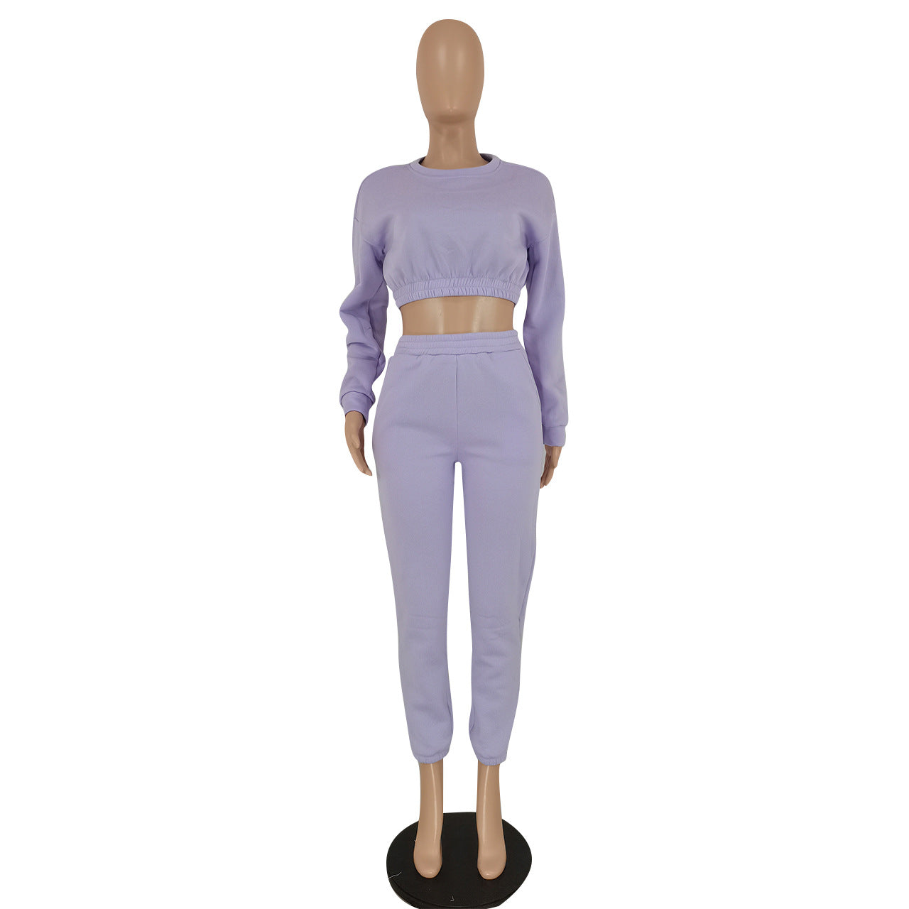 Fashion casual sweatshirt set solid color 2PC set