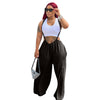 Casual Sports Home Solid Color Loose Suspenders pants