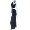 Solid Color Suspender Hip Skirt Two-piece Set