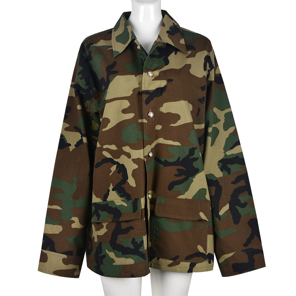 Camouflage Pocket Cardigan Long-sleeved Jacket