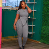 Short-Sleeved Top High Waist Tight Trousers 2pc Set