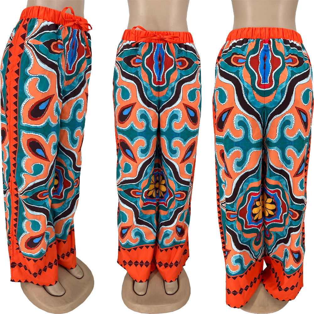 Printed Loose Fitting Women's Casual Pants