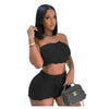 Casual Knitted Tube Top Shorts Two-Piece Set
