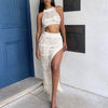 Beach Skirt with High Waist Slit Dress Set