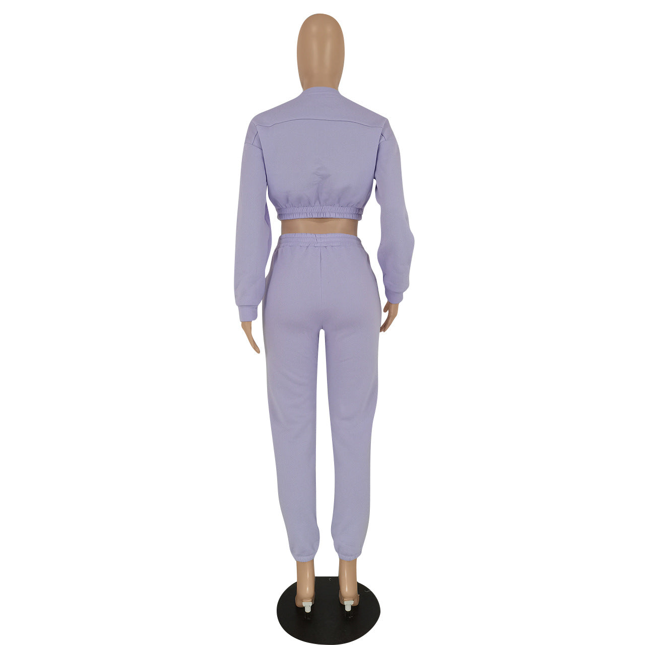 Fashion casual sweatshirt set solid color 2PC set