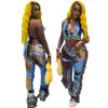 Printed Shoulder-Wrapped Chest Backless Tassel 2PC Set
