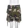 Camouflage Workwear Pocket Tassel Ripped Short