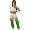 Fringed Hole Vest Trousers Set