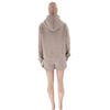 Solid Color Long Sleeved Shorts Hoodie Two-piece Set