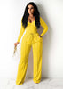 Long sleeved solid color low cut two-piece set