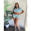 Solid Color Oversleeves Shirt and Shorts Suit