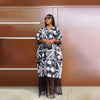 V-neck Fringed Loose Short-sleeved Printed Dress