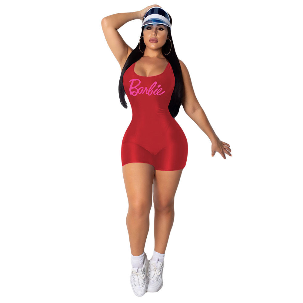 Fashion Printed Sexy Backless Tight Jumpsuit