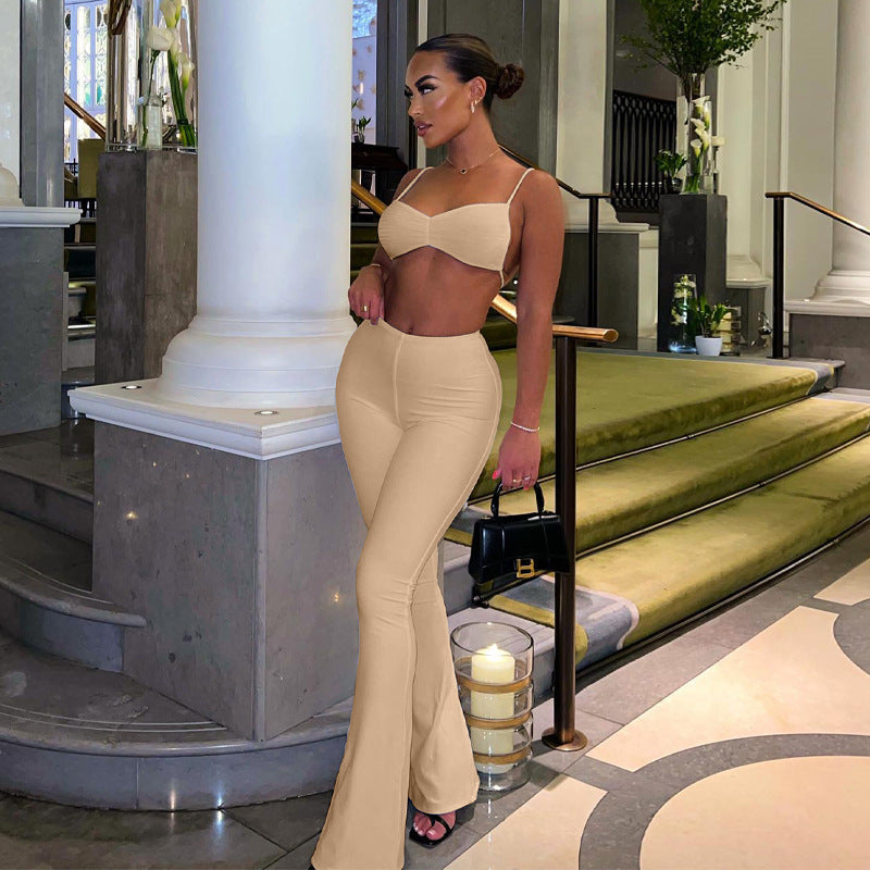 Bra Top & Flare Pants Two-Piece Set