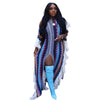 Ruffled Knitted Striped Slit Dress
