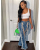 Eyelet String Tassel Straight Jeans