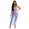 Jeans Printed Vest U-Neck Dress