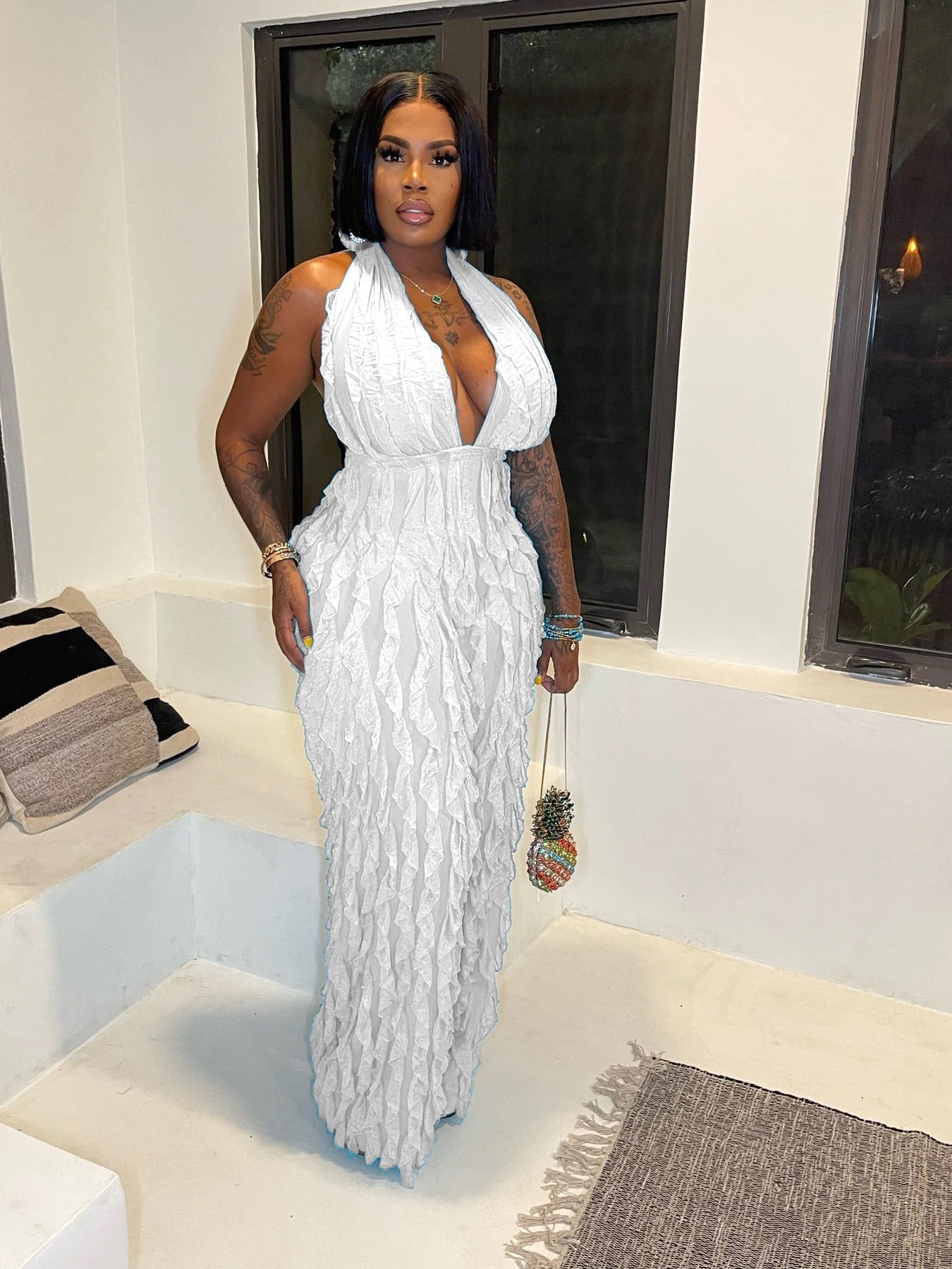 Halter Wave Pattern Sexy Bandeau High Waist Jumpsuit