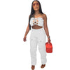 Sleeveless Lace-up Chest Wrap Vest Pants 2PC Set