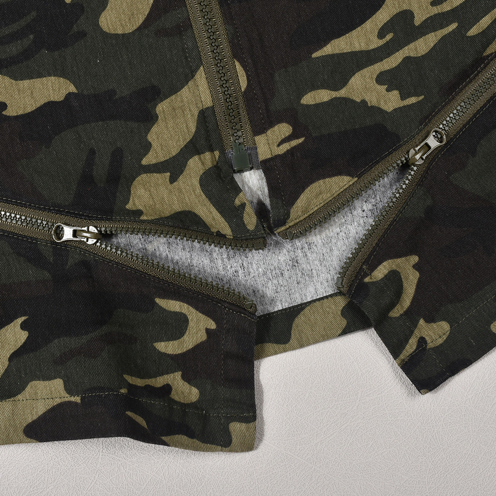Camouflage Pocket Long-Sleeve Zipper Stand Collar Coat