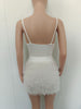 Suspender Jumpsuit with Plush Bottom Skirt Set Including Chest Pad