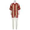 Hollow out See-through Contrast Color Lapels Knitted Shorts Suit