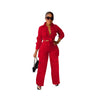 Long sleeves, long pants, cargo style, wide leg, solid color,2pc set