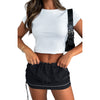 Solid Color Pleating Rubber Band Sprin Sports Suit Skir