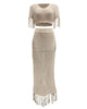 Split wool hand hook knitted tassel two-piece set