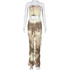 Navel Backless Tie-Dye Ghillie Suit 2pc set