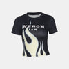 Letter Printed Open Navel Short T-shirt