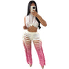 Fringed Hole Vest Trousers Set