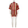 Hollow out See-through Contrast Color Lapels Knitted Shorts Suit