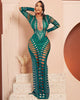 Ripped Skinny Sheath Dress Rhinestone Printed Dress