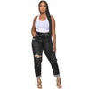 Ripped Diagonal Buckle Stretch Jeans