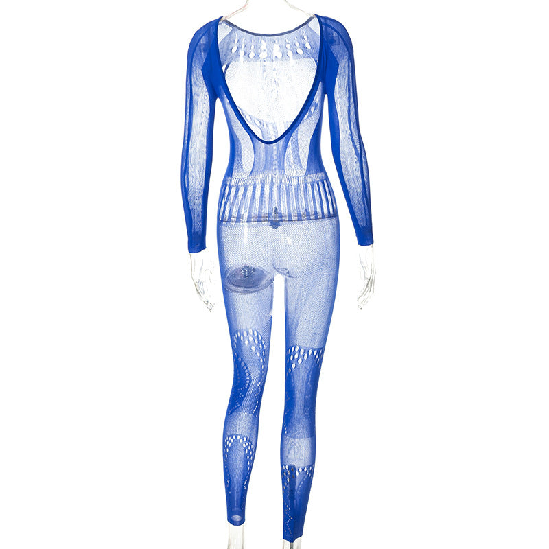 Long Sleeve Tight Cutout  Bodysuit Pants