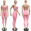 Sexy Casual Solid Bare Back Top 2PC Set