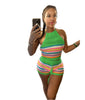 Knitted Backless Halter Top & Bottom 2PC Set
