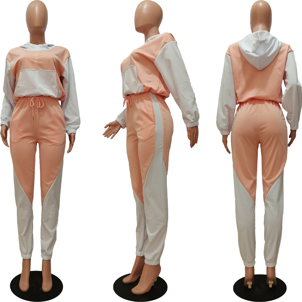 Half High Collar Hooded Sports Casual Set