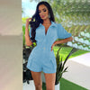 Button Zipper Pocket Loose Cardigan Shorts 2PC Set