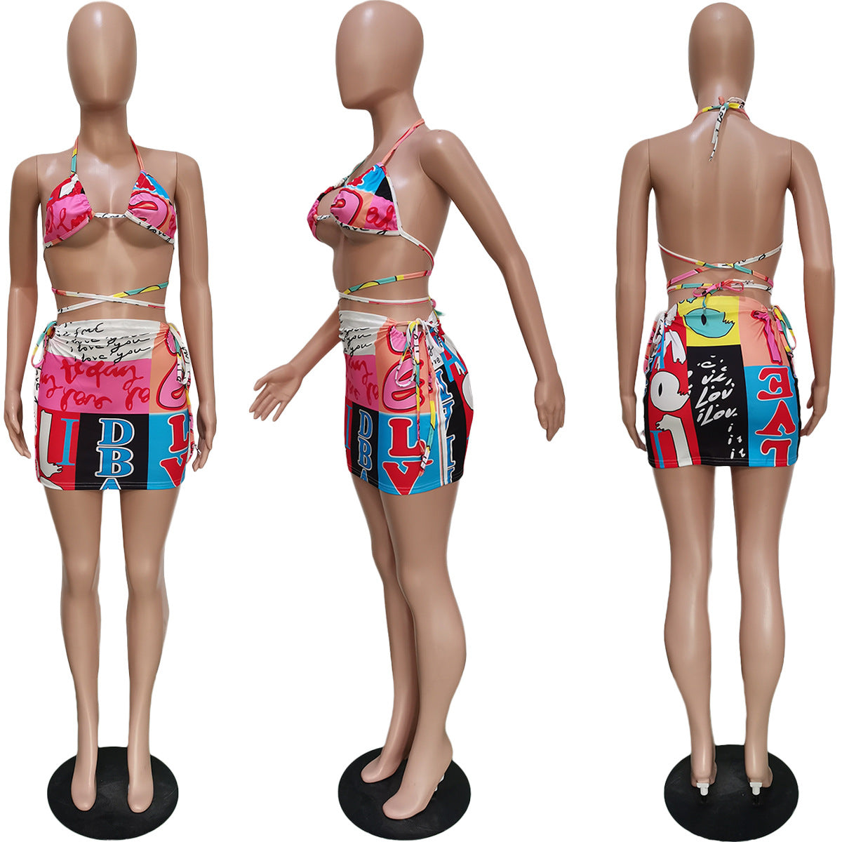 Pattern Printed Swimsuit Set