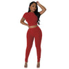Pit stripe sports round neck tight and navel exposed set