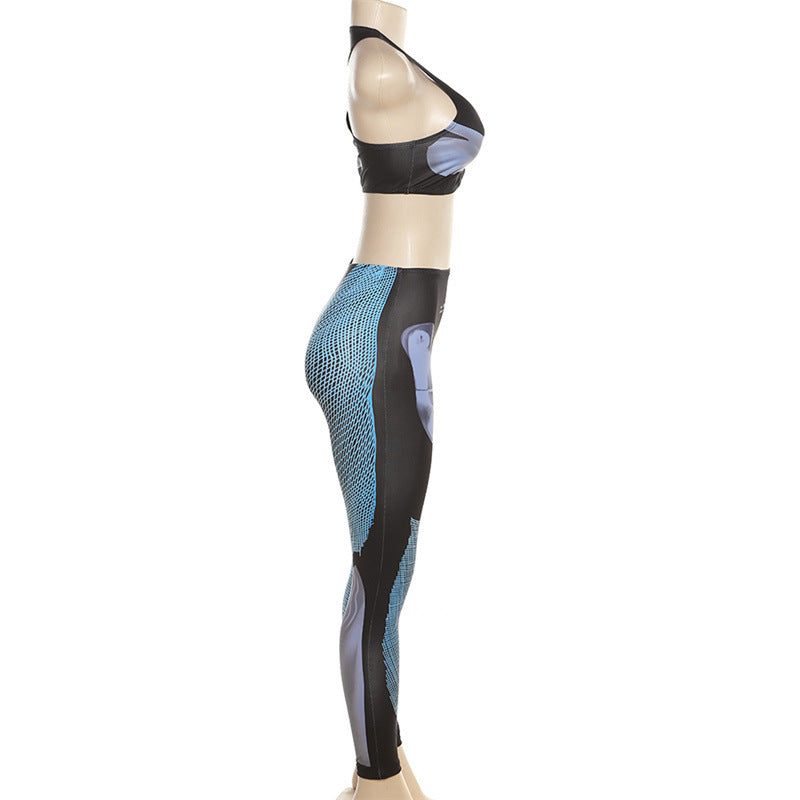 Digital Printed Sleeveless Slimming Set