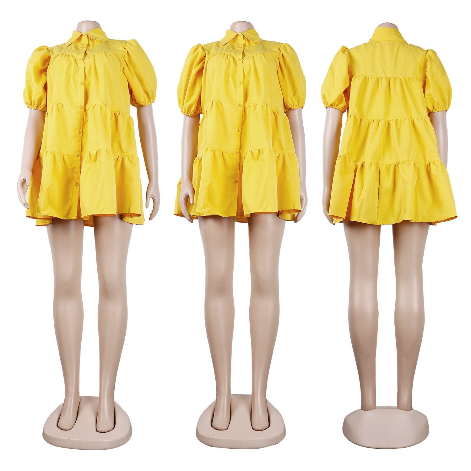 Puff Sleeve Loose Pleated Dress