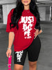Casual Sports Printed Short Sleeves 2PC SET